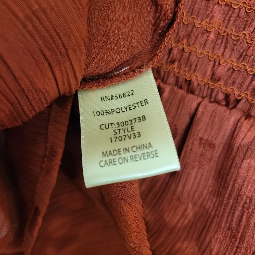 Women's Max Studio Burnt Orange Long Sleeve Flowy Blouse, Size Large - Picture 12 of 16